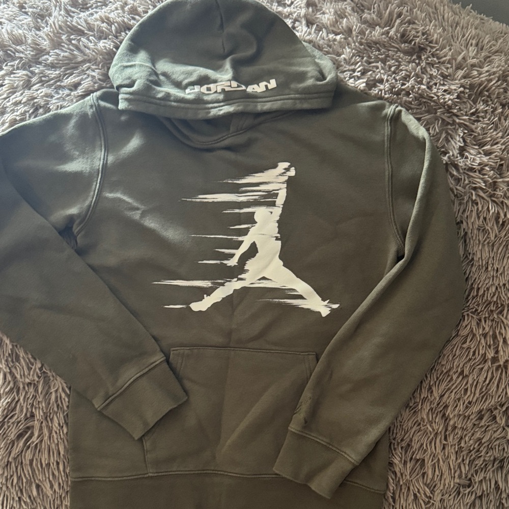 Jordan Olive Green Hoodie with White Logo
